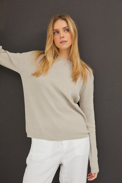 Classic Crew Neck Drop Shoulder Ribbed Sweater (3 colours)