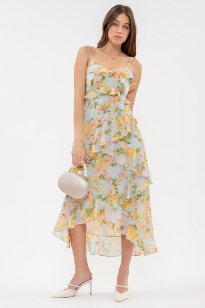 Clip Dot Floral Midi Dress