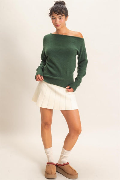 Off Shoulder Knit Sweater Top