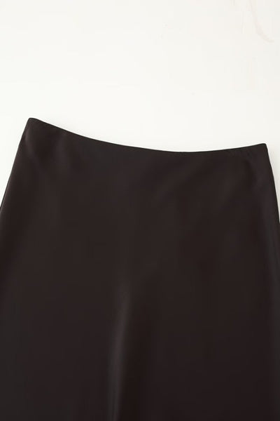 Satin Lace Midi Skirt