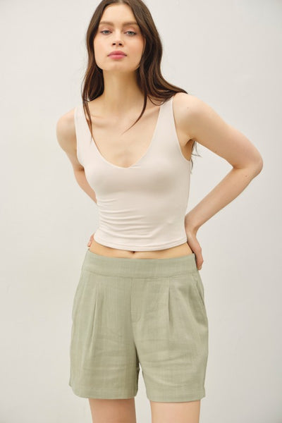 Linen Blend Trouser Shorts