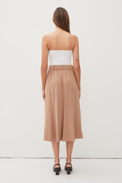 Belt Loops Detailed Waist Flowy Midi Skirt