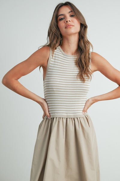 Striped Sleeveless Maxi Dress