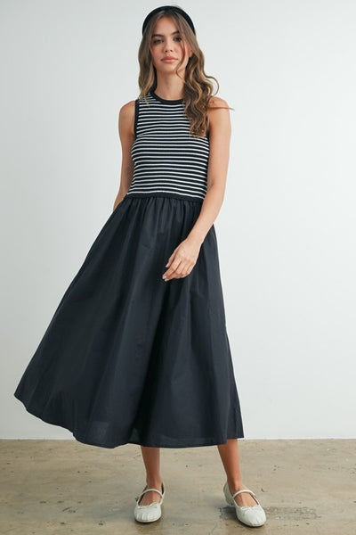 Striped Sleeveless Maxi Dress