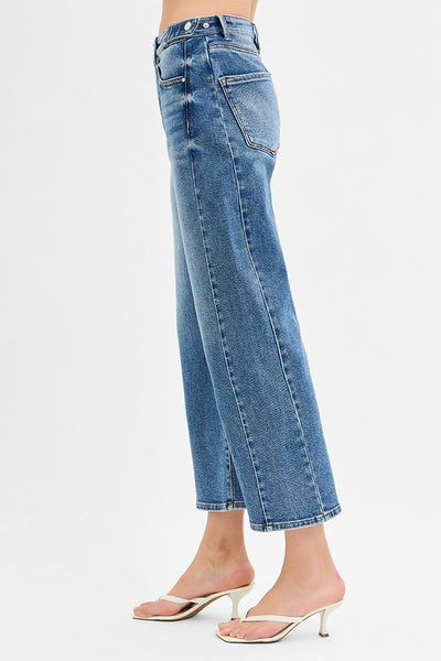 Cropped High Rise Barrel Jeans