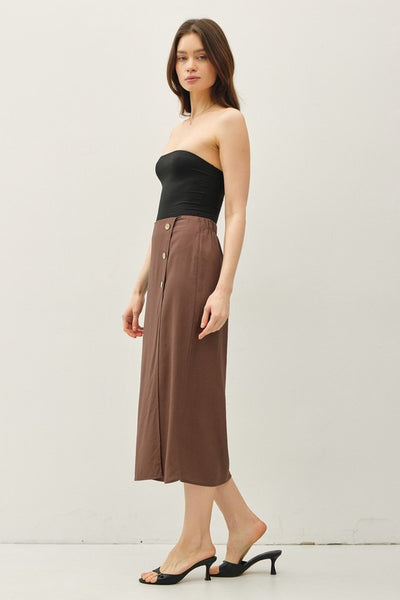 Linen Blend Midi Wrap Skirt