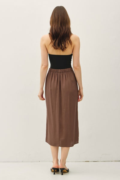 Linen Blend Midi Wrap Skirt