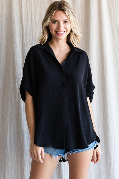 Solid Collared Button Up