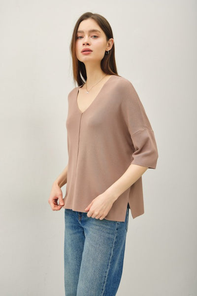 Drop Shoulder Half Sleeve Sweater