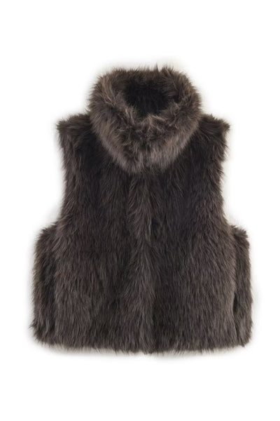 Faux Fur High Collar Vest