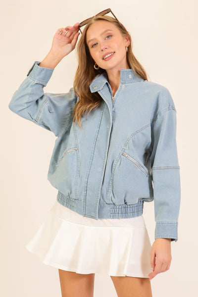 Light Denim Bomber Jacket