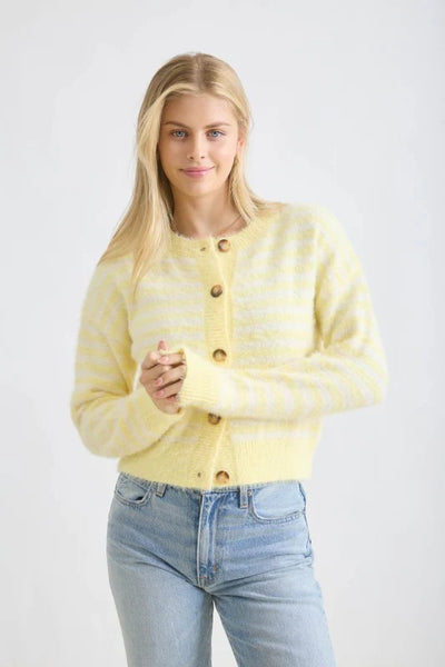 Stripe Fuzzy Knit Cardigan