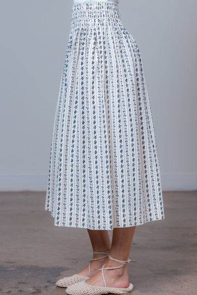 Smocked Midi Skirt