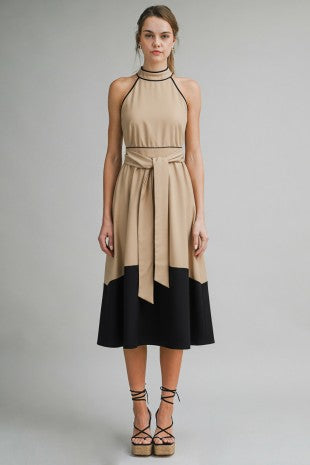 Two Tone Halter Dress
