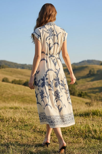 Tie Front Button Down Midi Dress