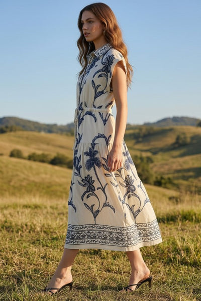 Tie Front Button Down Midi Dress