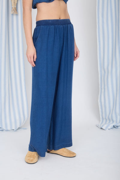 Chambray Wide Pants
