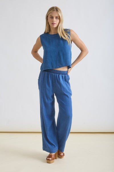 Chambray Wide Pants