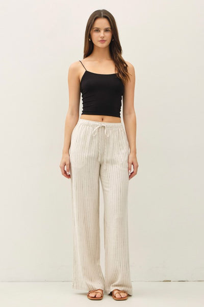 Linen Blend Wide Leg Pants