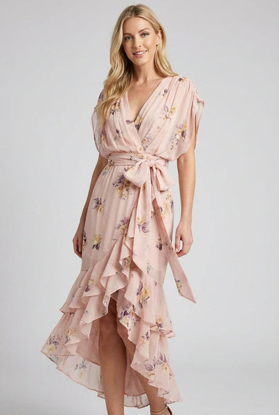 Surplice High Low Dress