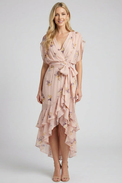 Surplice High Low Dress