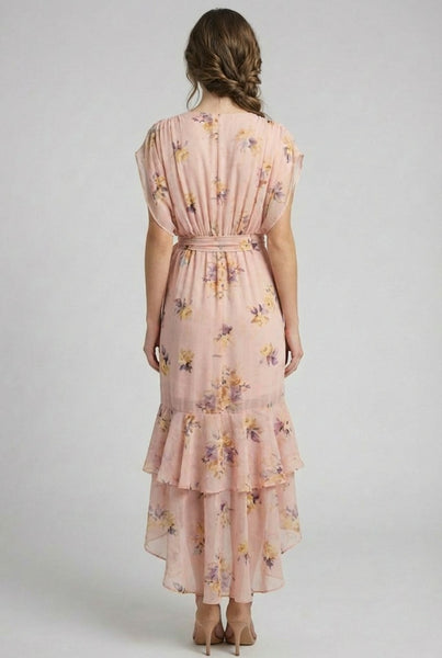 Surplice High Low Dress