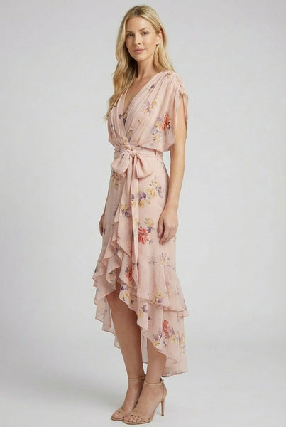 Surplice High Low Dress