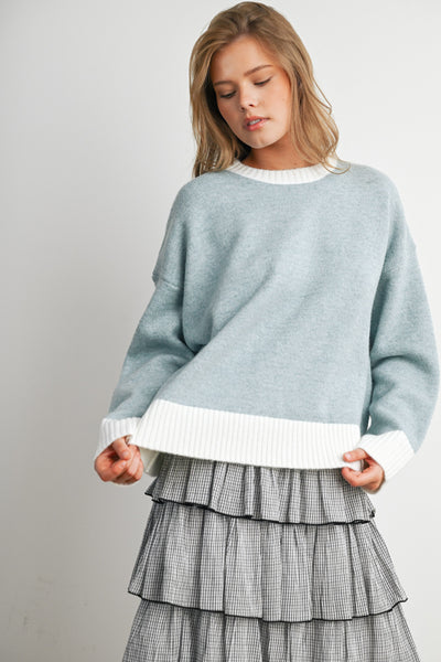 Contrast Trim Cozy Sweater