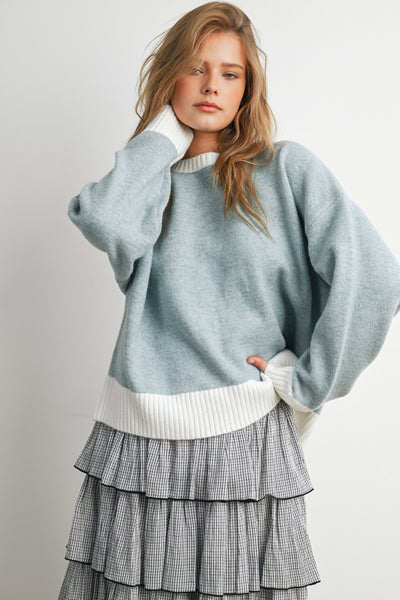 Contrast Trim Cozy Sweater