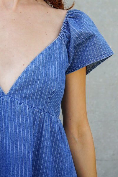 Chambray Pinstripe Mini Dress