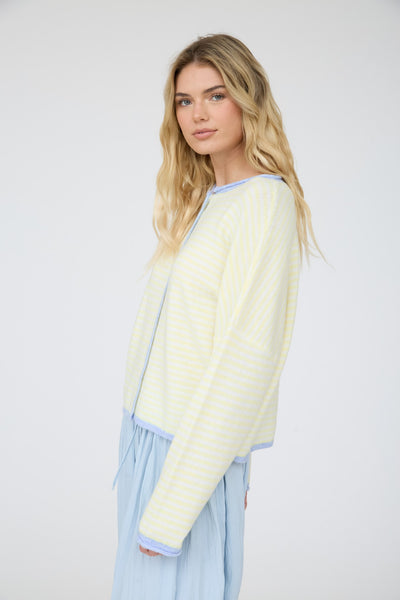 Striped Raw Edge Cardigan