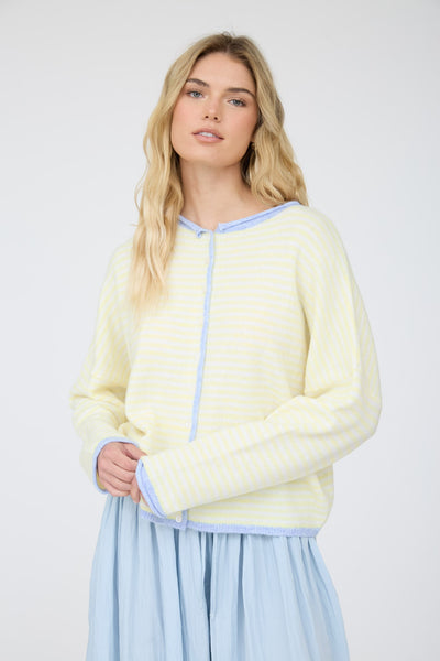 Striped Raw Edge Cardigan