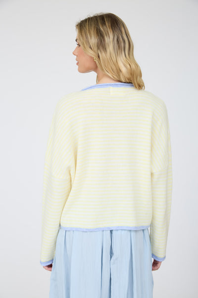 Striped Raw Edge Cardigan