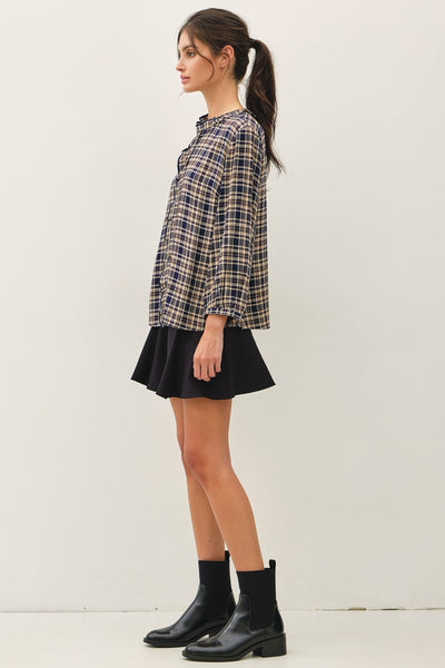Plaid Ruffle Button Down Shirt