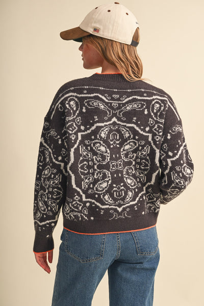 Paisley Knit Pullover Sweater