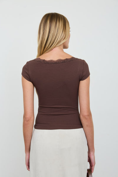 Lace Trim Henley Top