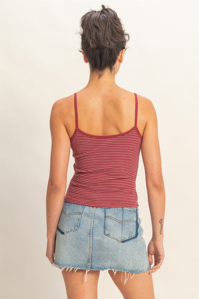 Striped Snap Button Henley Top
