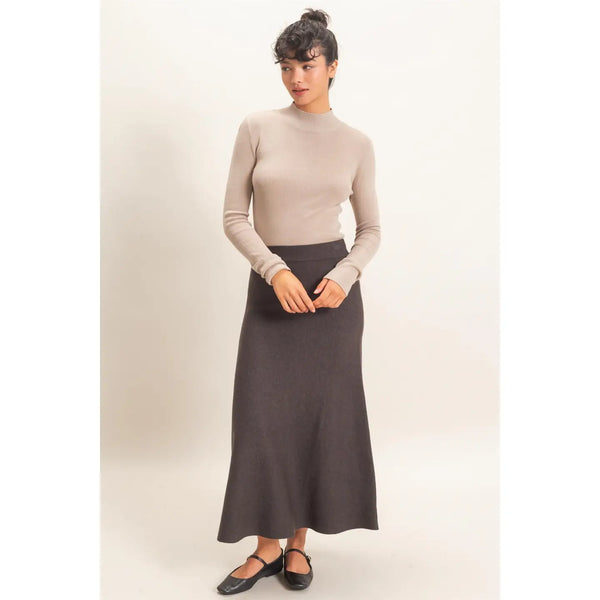 A Line Knit Midi Skirt