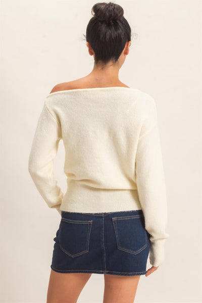 Off Shoulder Knit Sweater Top
