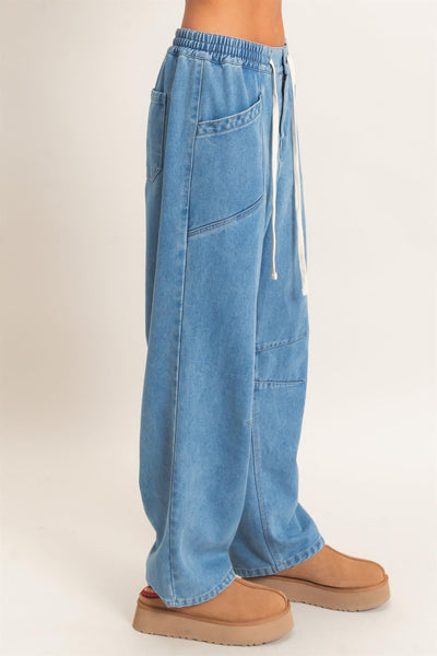 Elastic Waist Denim Pants