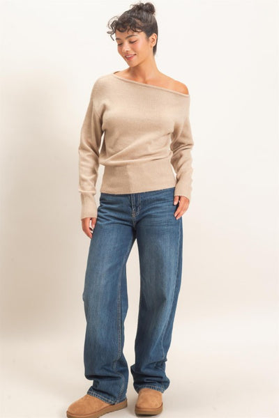 Off Shoulder Knit Sweater Top