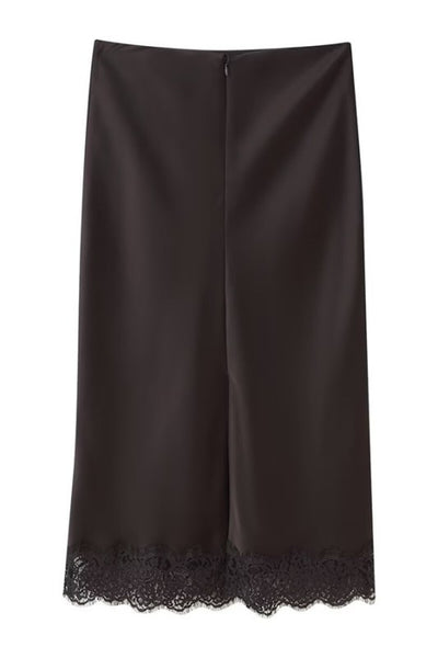 Satin Lace Midi Skirt