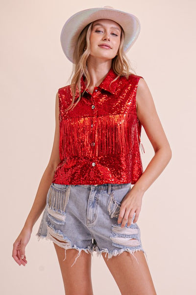 Festival Season Sequin Fringe Vest