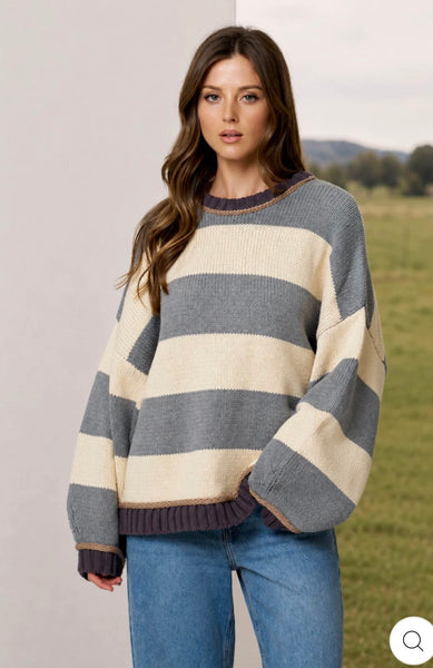 Oversized Stripe Crew Neck