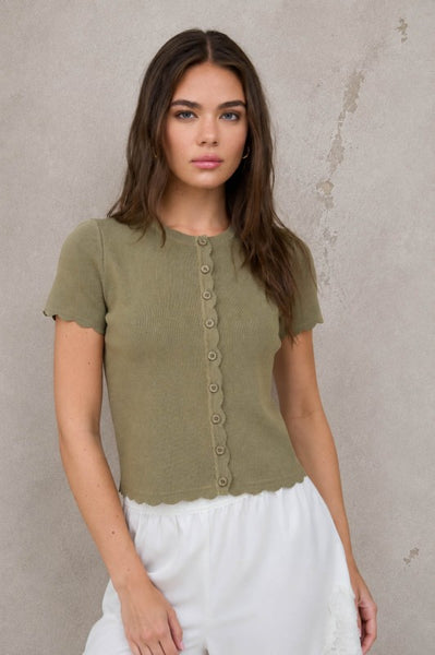 Scalloped Short Sleeve Cardigan