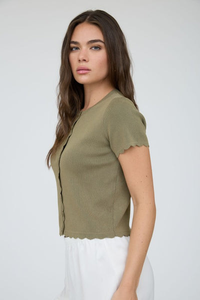 Scalloped Short Sleeve Cardigan