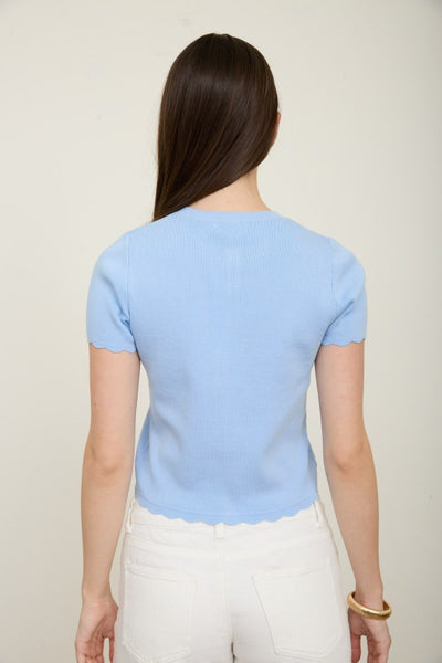 Scalloped Short Sleeve Cardigan