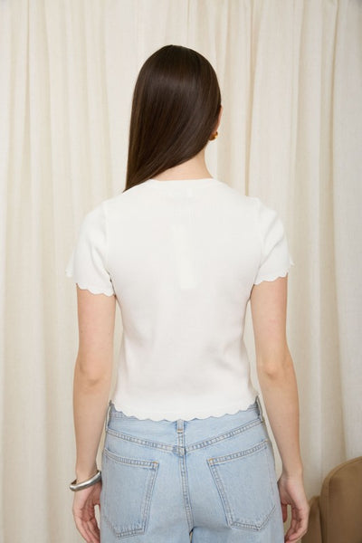 Scalloped Short Sleeve Cardigan