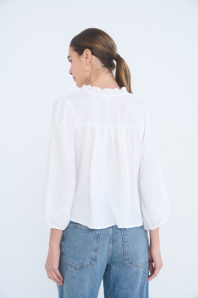 Ruffle Trim Pintuck Blouse
