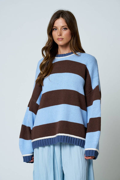 Oversized Stripe Crew Neck